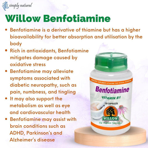 Willow Benfotiamine 100 mg 120 capsules - Simply Natural Shop