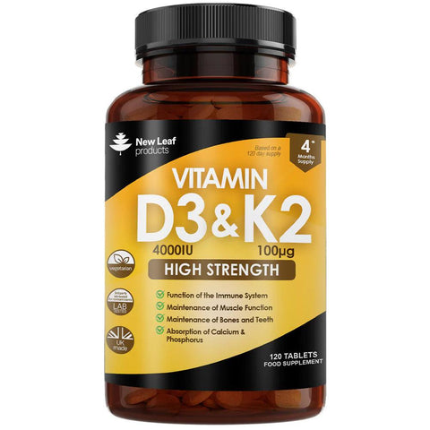 New Leaf Vitamin D3 & K2 120 tablets - Simply Natural Shop